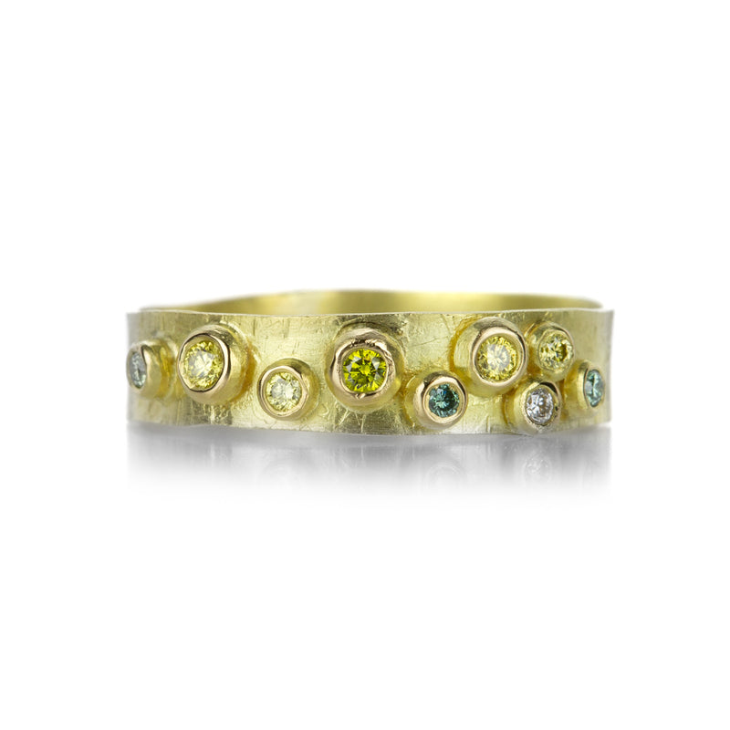 Lene Vibe 18k Hammered Band with Multicolored Diamonds | Quadrum Gallery