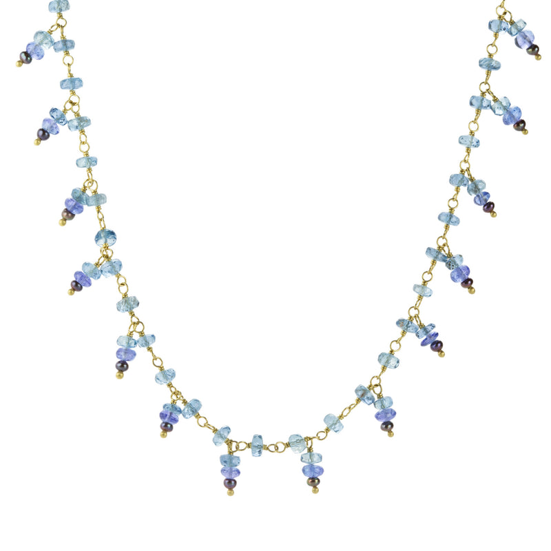 Mallary Marks Aquamarine, Tanzanite and Pearl Fringe Necklace | Quadrum Gallery