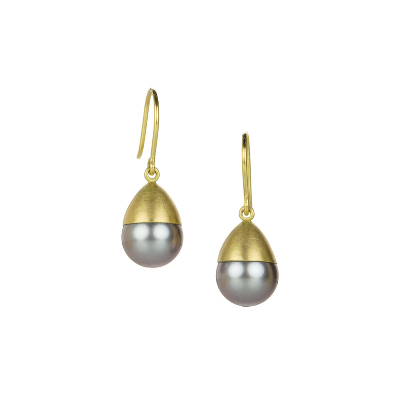 Mallary Marks 18k Yellow Gold Gray Pearl Buoy Earrings | Quadrum Gallery