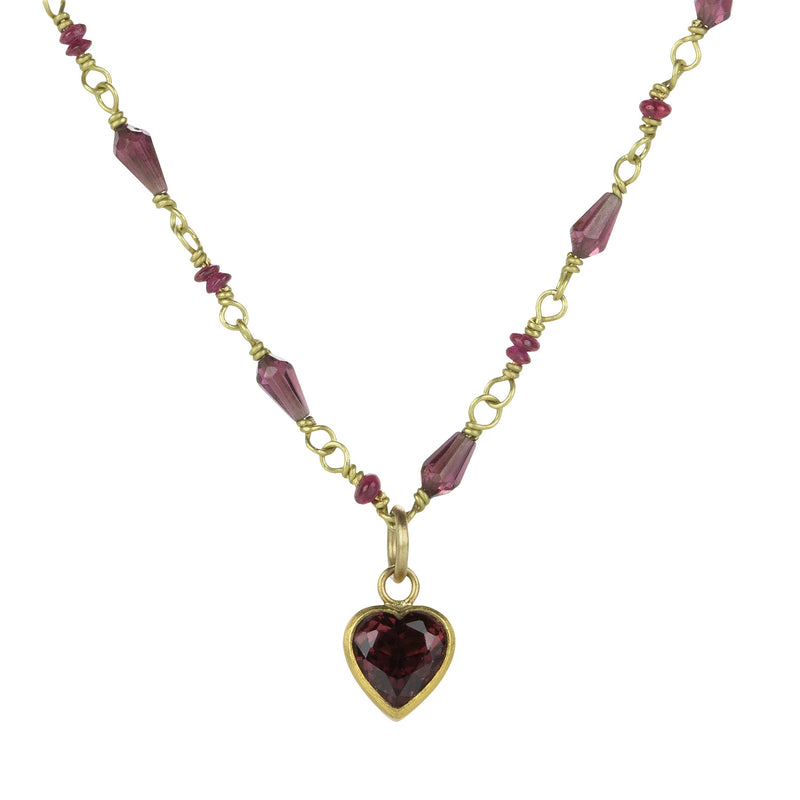 Mallary Marks Ruby and Garnet Heart Pendant Necklace | Quadrum Gallery