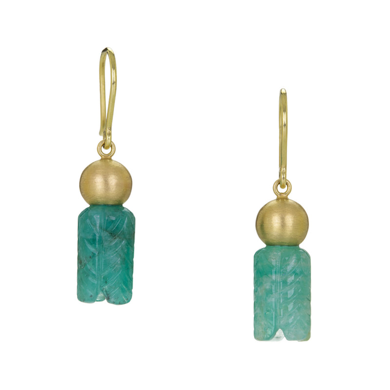 Mallary Marks Carved Emerald Buoy Latern Earrings | Quadrum Gallery