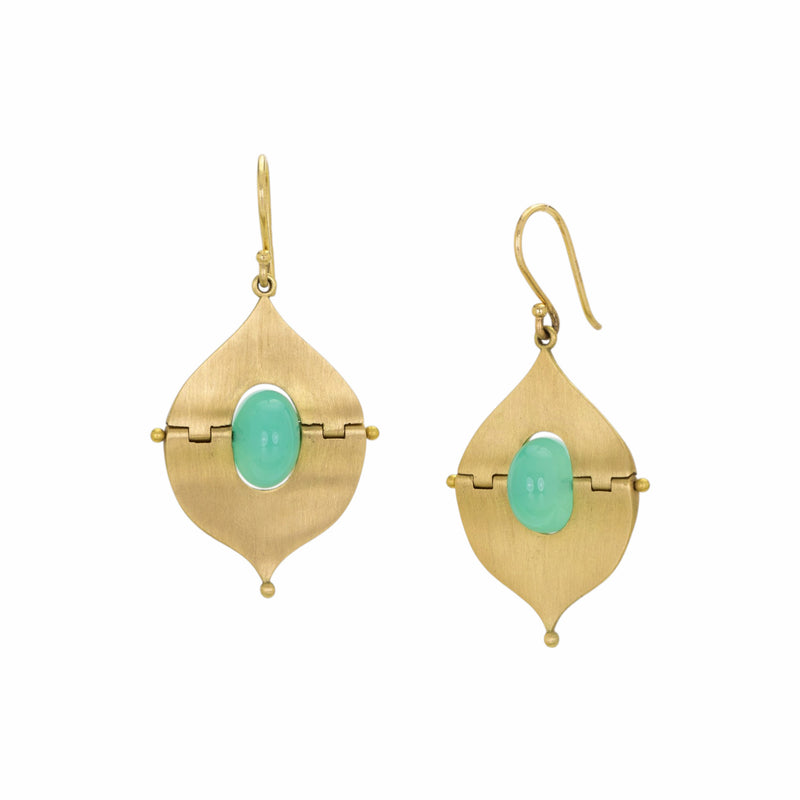 Mallary Marks 18k Chrysoprase Mesopotamian Earrings | Quadrum Gallery