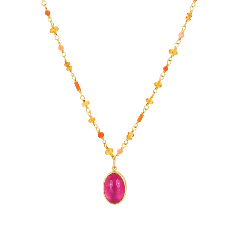 Mallary Marks Pink and Orange Spun Sugar Necklace | Quadrum Gallery