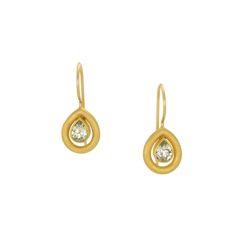 Mallary Marks Yellow Green Sapphire Halo Earrings | Quadrum Gallery
