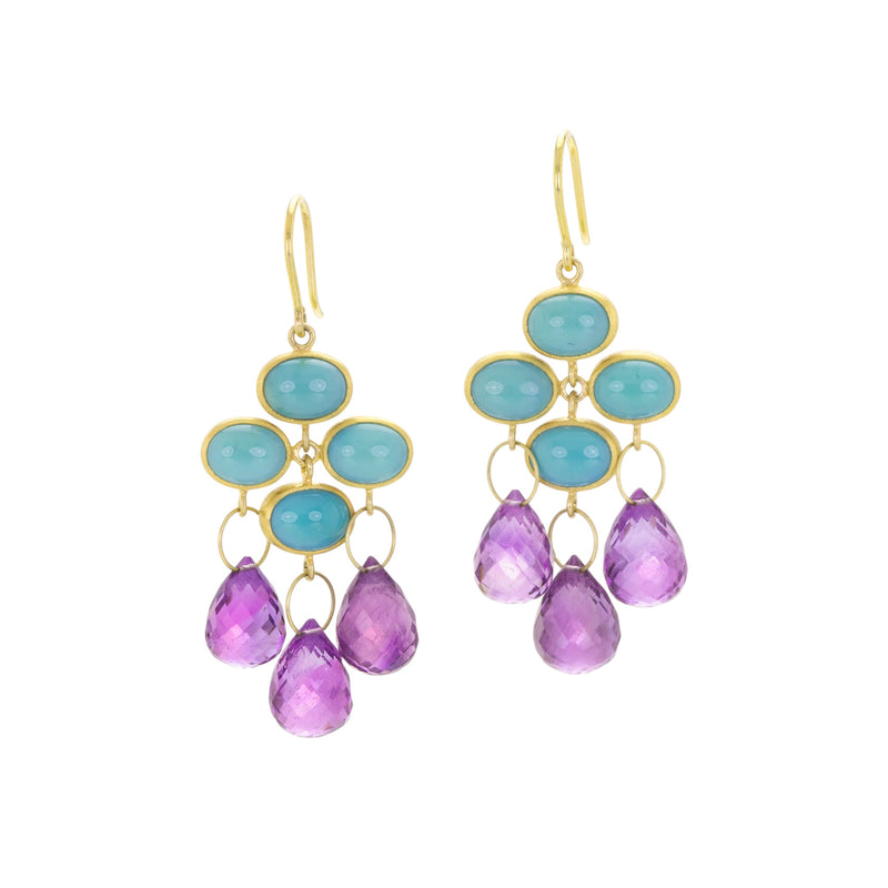 Mallary Marks Turquoise and Amethyst Trapeze Earrings | Quadrum Gallery