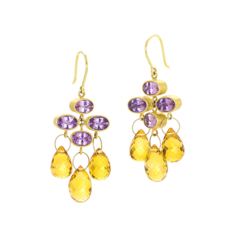 Mallary Marks Sapphire and Citrine Trapeze Earrings | Quadrum Gallery