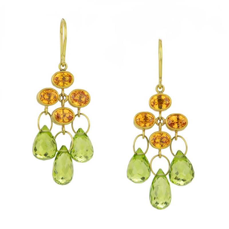 Mallary Marks Orange Sapphire and Peridot Trapeze Earrings | Quadrum Gallery