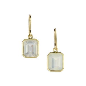 Maria Beaulieu Small Emerald Cut Moonstone Earrings  | Quadrum Gallery