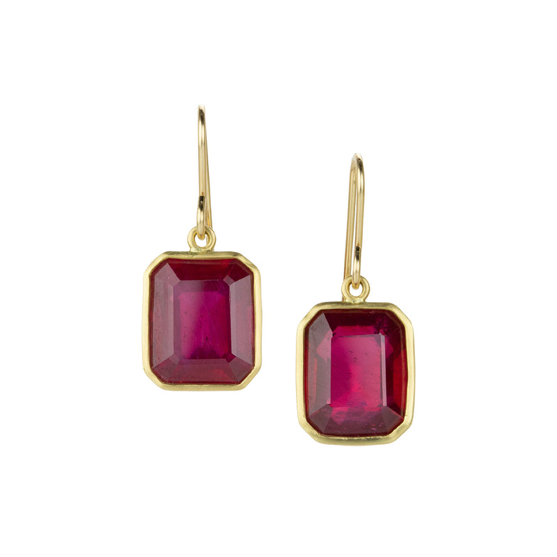 Maria Beaulieu 18k Emerald Cut Ruby Drop Earrings | Quadrum Gallery