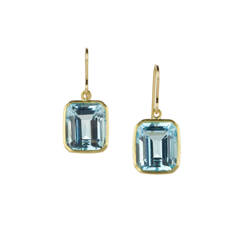 Maria Beaulieu Emerald Cut Blue Topaz Drop Earrings | Quadrum Gallery