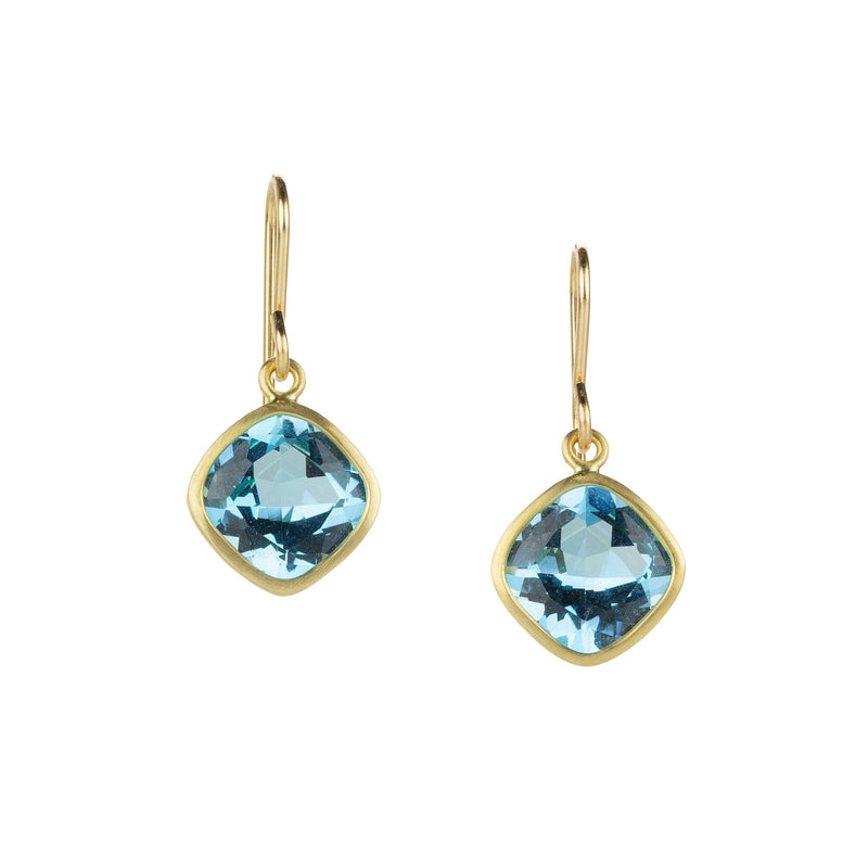 Maria Beaulieu Faceted Cushion-cut Blue Topaz Earrings | Quadrum Gallery