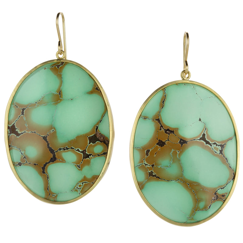 Maria Beaulieu Large Oval Slab Chinese Turquoise Drop Earrings | Quadrum Gallery