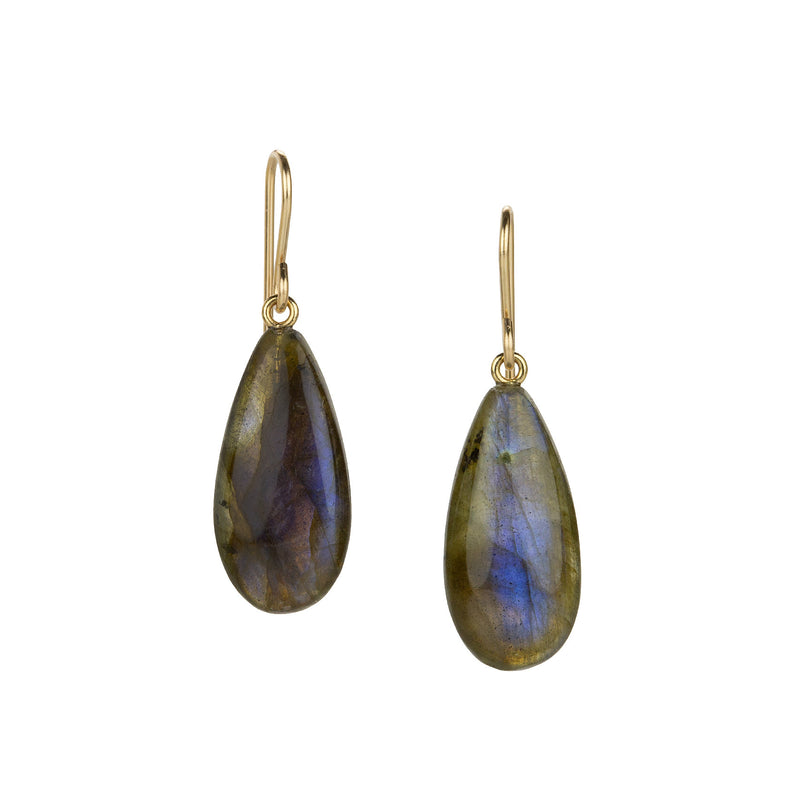 Maria Beaulieu Smooth Labradorite Long Teardrop Earrings | Quadrum Gallery