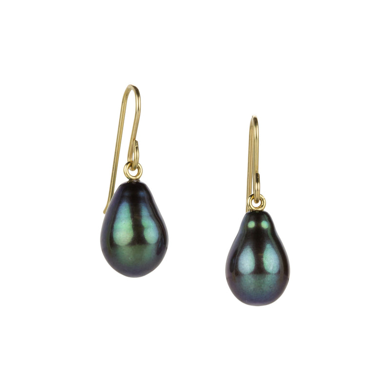 Maria Beaulieu Pear Shaped Black Freshwater Pearl Drop Earrings | Quadrum Gallery