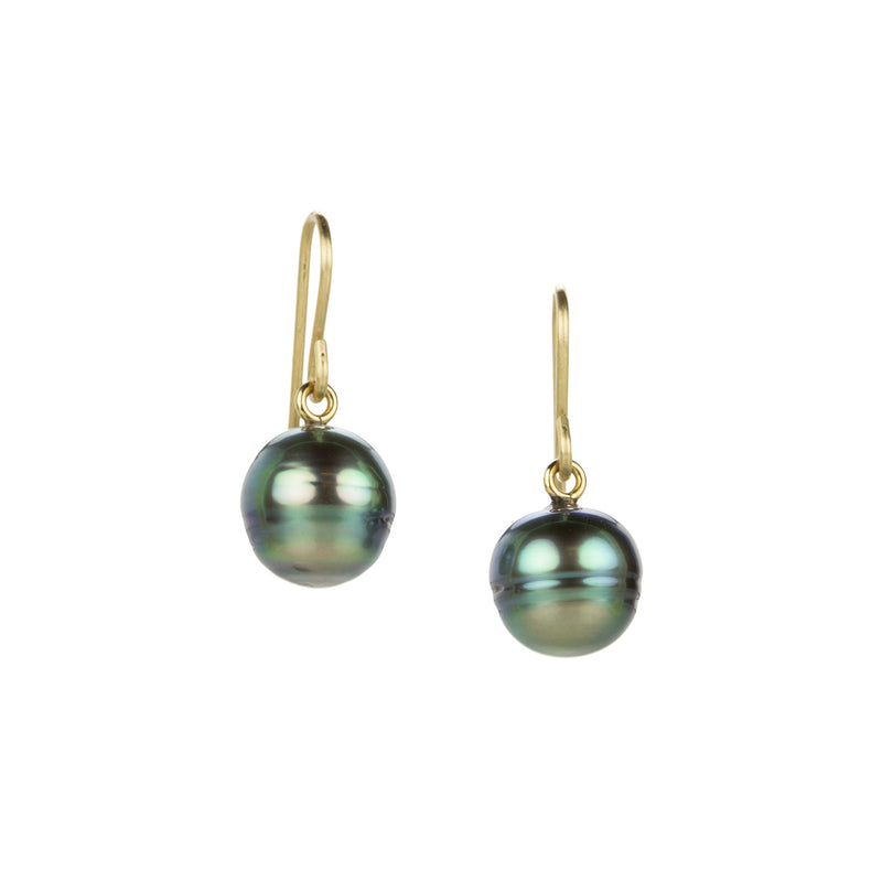 Maria Beaulieu Green Ombre Circle Baroque Tahitian Pearl Earrings | Quadrum Gallery