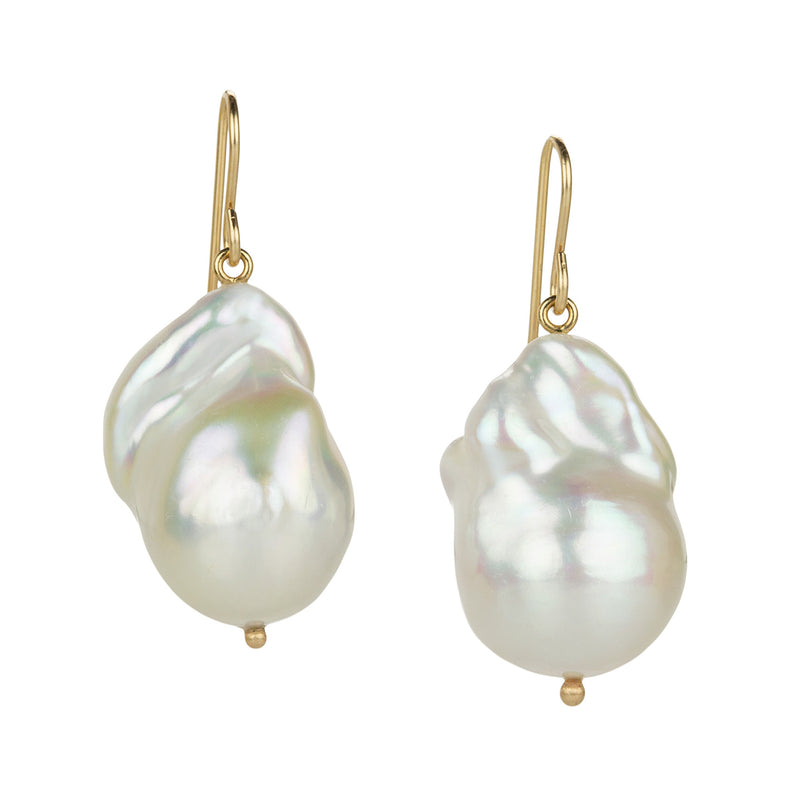 Maria Beaulieu Large Baroque White Freshwater Pearl Earrings | Quadrum Gallery