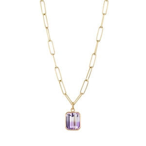 Maria Beaulieu 18k Emerald Cut Amethyst Pendant (Pendant Only) | Quadrum Gallery