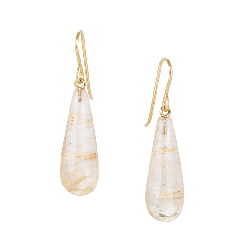 Maria Beaulieu Smooth Golden Rutilated Quartz Earrings | Quadrum Gallery