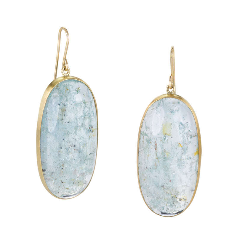 Maria Beaulieu Large Oval Aquamarine Cabochon Earrings | Quadrum Gallery