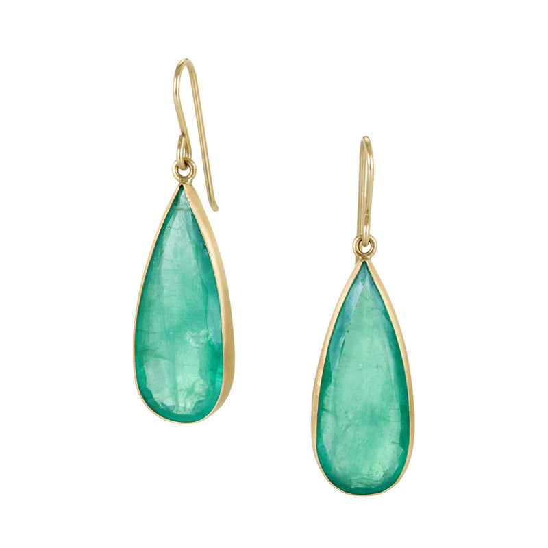 Maria Beaulieu Faceted Pear Shaped Emerald Drop Earrings | Quadrum Gallery