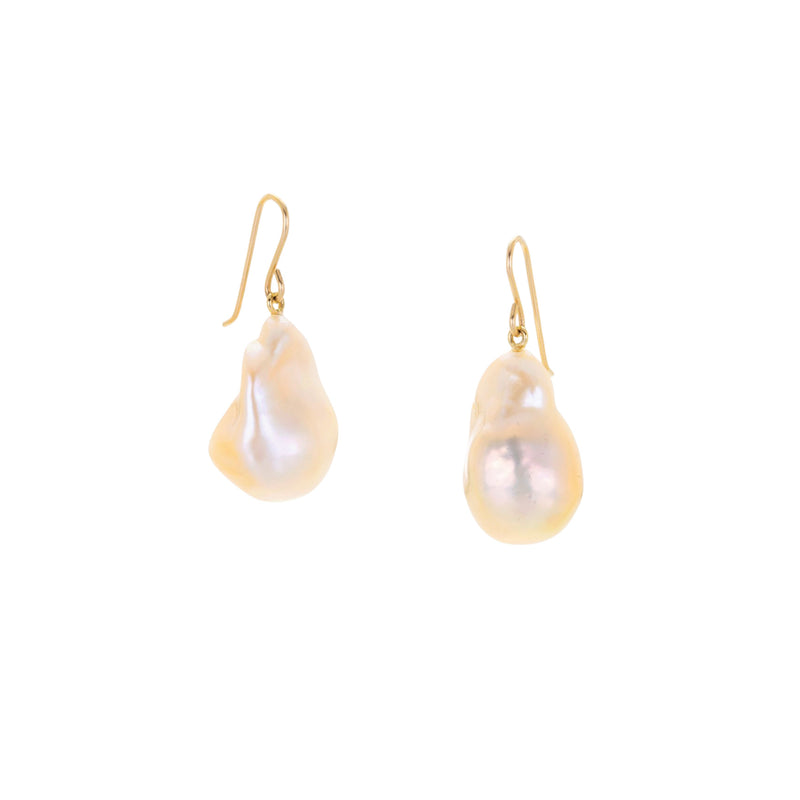 Maria Beaulieu Baroque Soft Pink Apricot Pearl Earrings | Quadrum Gallery