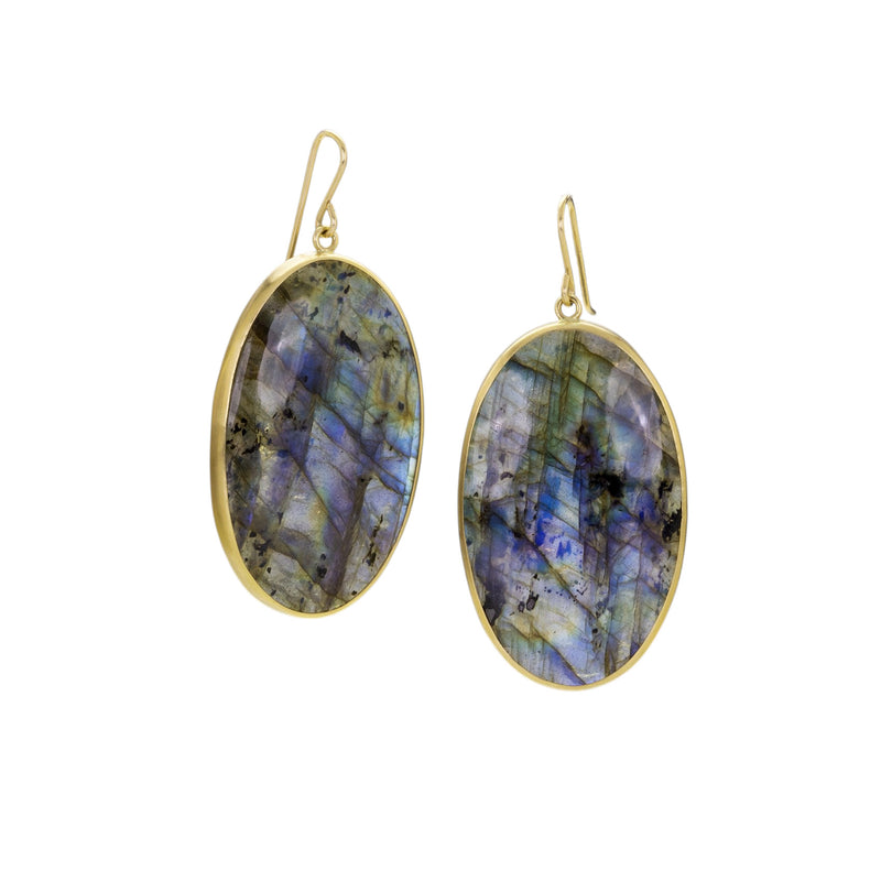Maria Beaulieu Large Oval Labradorite Cabochon Earrings | Quadrum Gallery