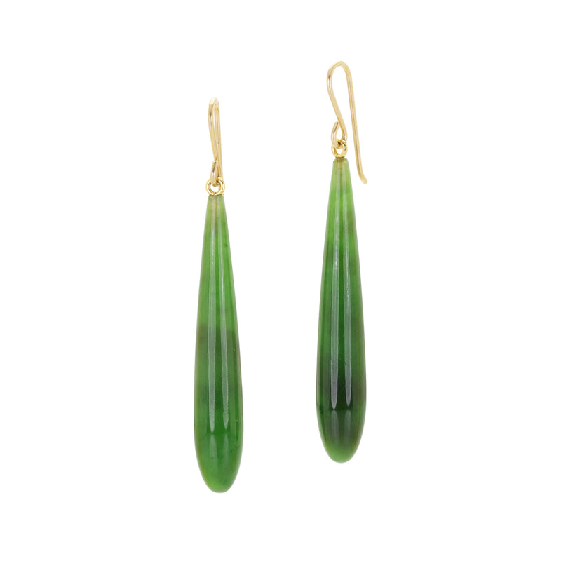 Maria Beaulieu Elongated Green Jade Drop Earrings | Quadrum Gallery