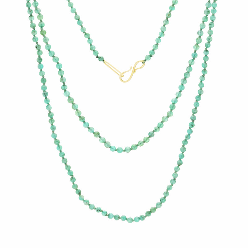 Maria Beaulieu 3mm Round Emerald Bead Necklace | Quadrum Gallery
