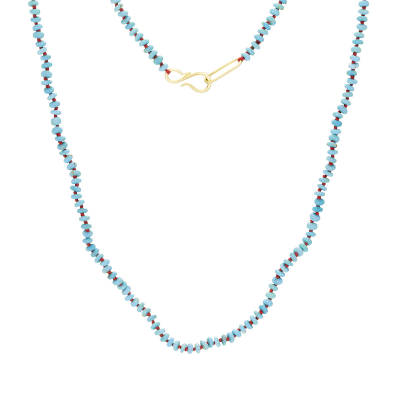 Maria Beaulieu Kingman Turquoise Coral Silk Beaded Necklace | Quadrum Gallery