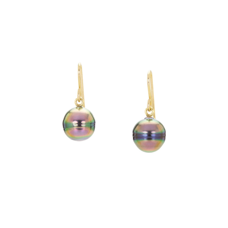 Maria Beaulieu Peacock Green Circle Pearl Drop Earrings | Quadrum Gallery