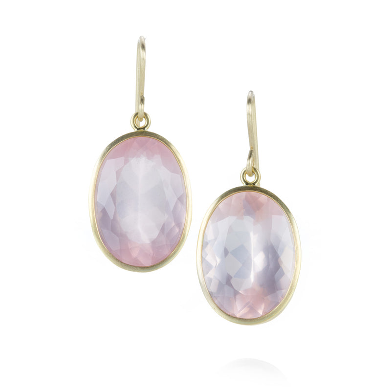 Maria Beaulieu Oval Milky Rose Quartz Earrings | Quadrum Gallery