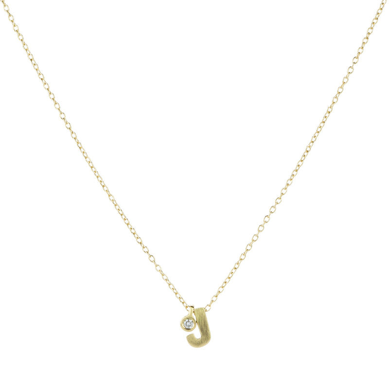 Marian Maurer Micro "J" Initial Pendant Necklace with Diamond  | Quadrum Gallery