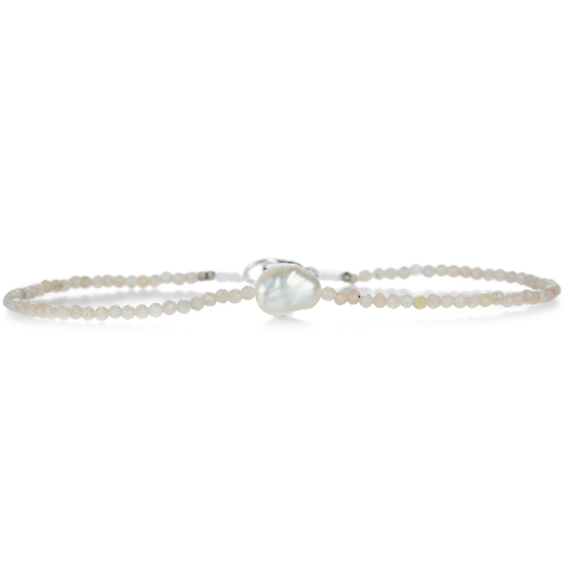 Margaret Solow Peach Moonstone With White Pearl Bracelet | Quadrum Gallery
