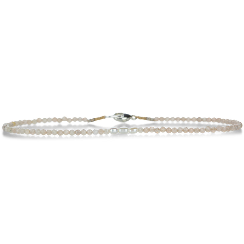 Margaret Solow Peach Moonstone and White Pearl Bracelet | Quadrum Gallery
