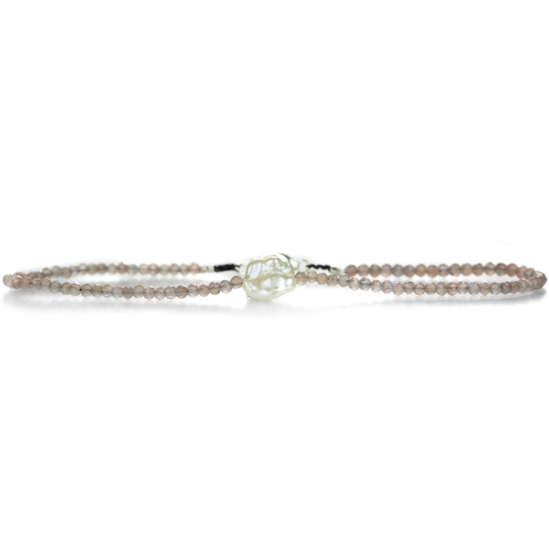 Margaret Solow Chocolate Moonstone and Pearl Beaded Bracelet  | Quadrum Gallery