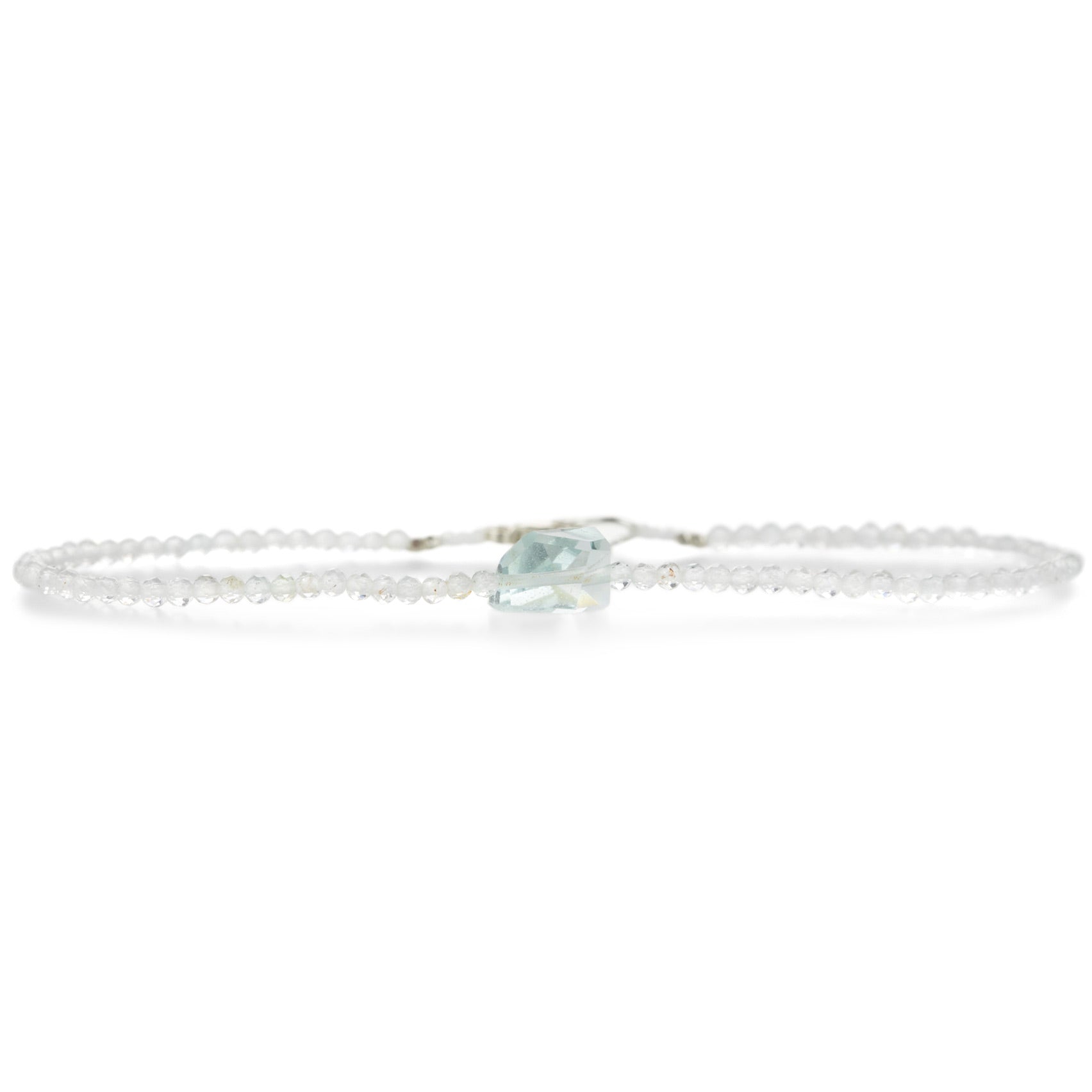 Margaret Solow Aquamarine and White Topaz Beaded Bracelet