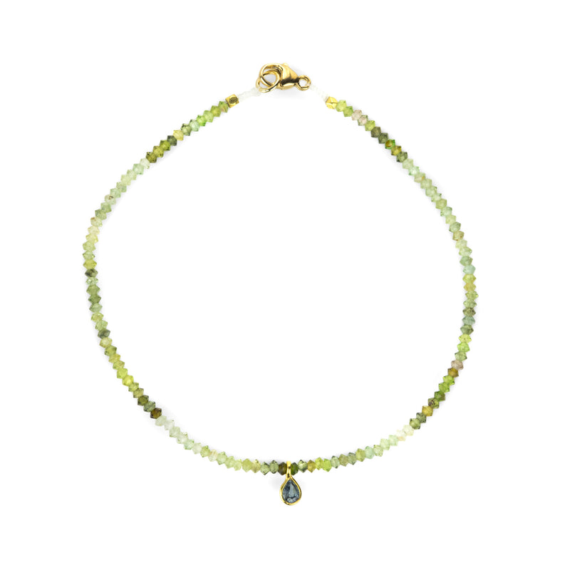 Margaret Solow Tourmaline Beaded Bracelet with Sapphire Charm | Quadrum Gallery