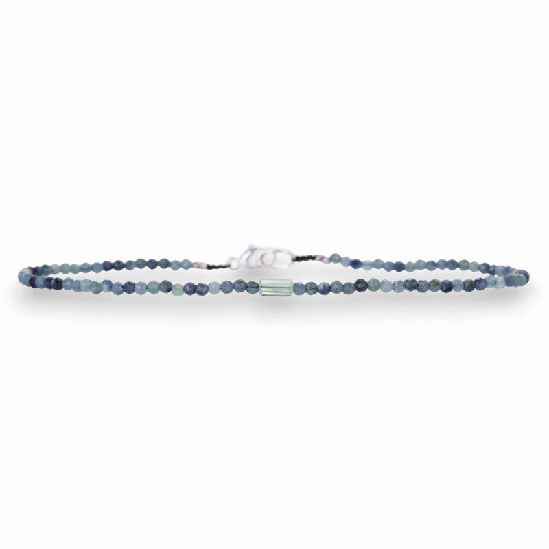 Margaret Solow Blue Tourmaline Bead Bracelet with Silver Clasp | Quadrum Gallery