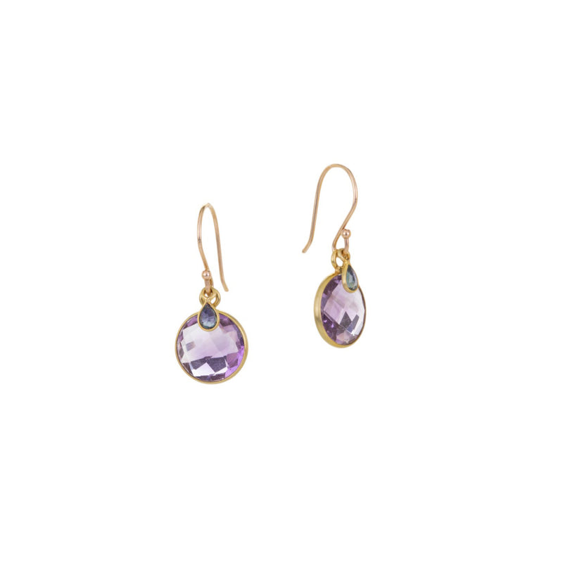 Margaret Solow Round Faceted Amethyst Drop Earrings | Quadrum Gallery