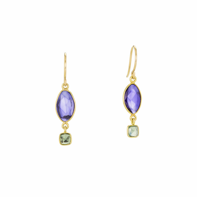Margaret Solow Blue and Green Sapphire Drop Earrings | Quadrum Gallery
