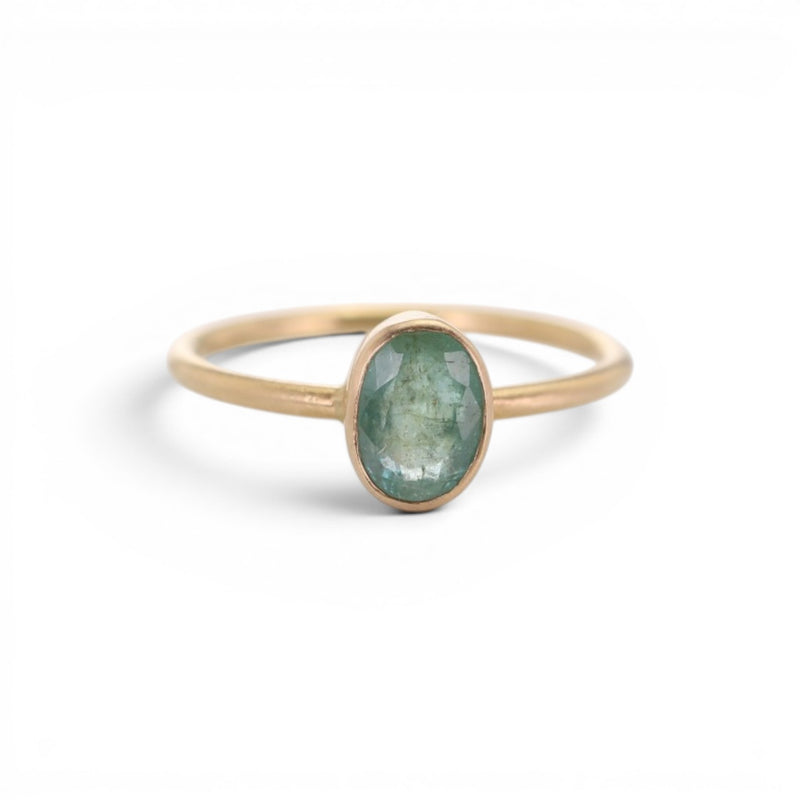 Margaret Solow 14k Oval Bezel Set Emerald Ring | Quadrum Gallery