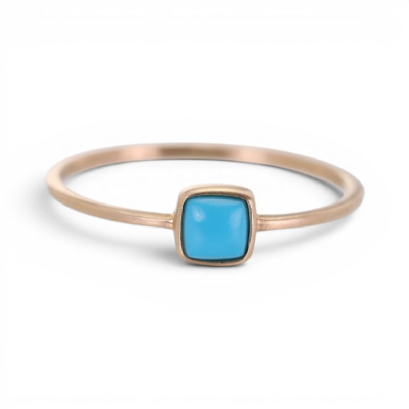 Margaret Solow 14k Square Turquoise Cabochon Ring | Quadrum Gallery