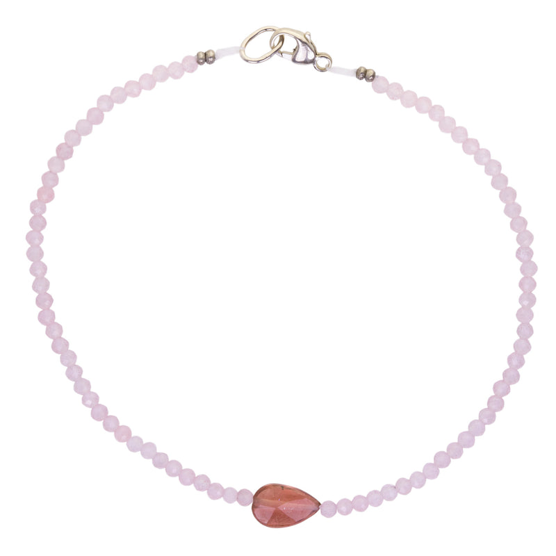 Rose Quartz and Tourmaline Beaded Bracelet