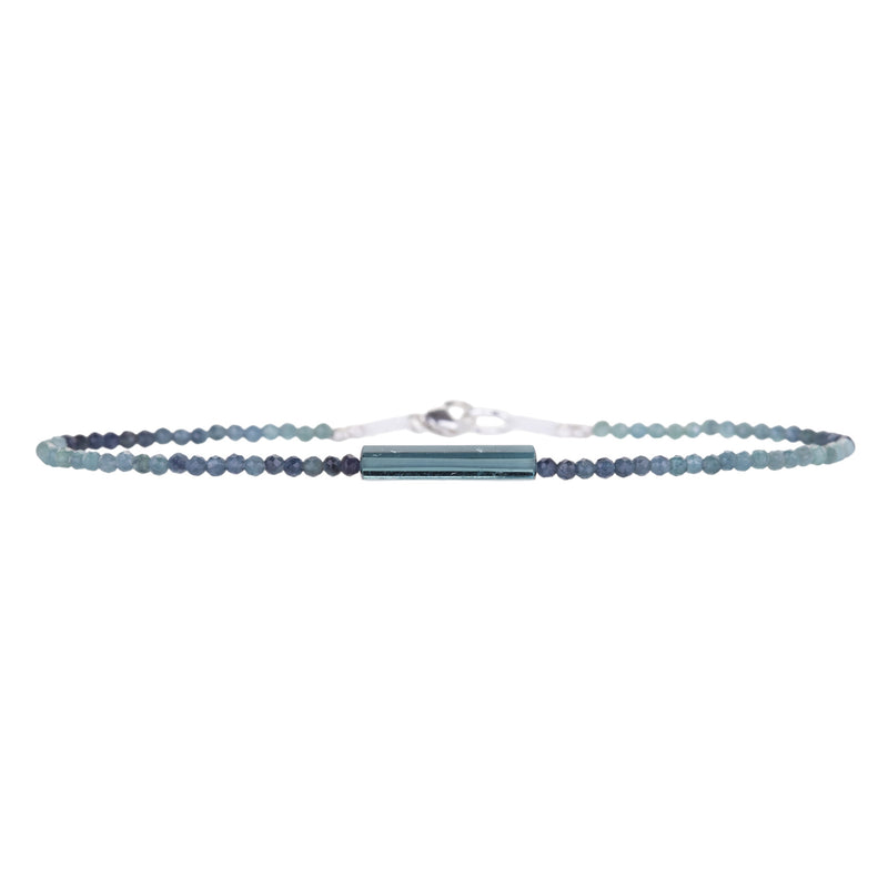 Margaret Solow Blue Tourmaline Beaded Bracelet with Silver Clasp | Quadrum Gallery