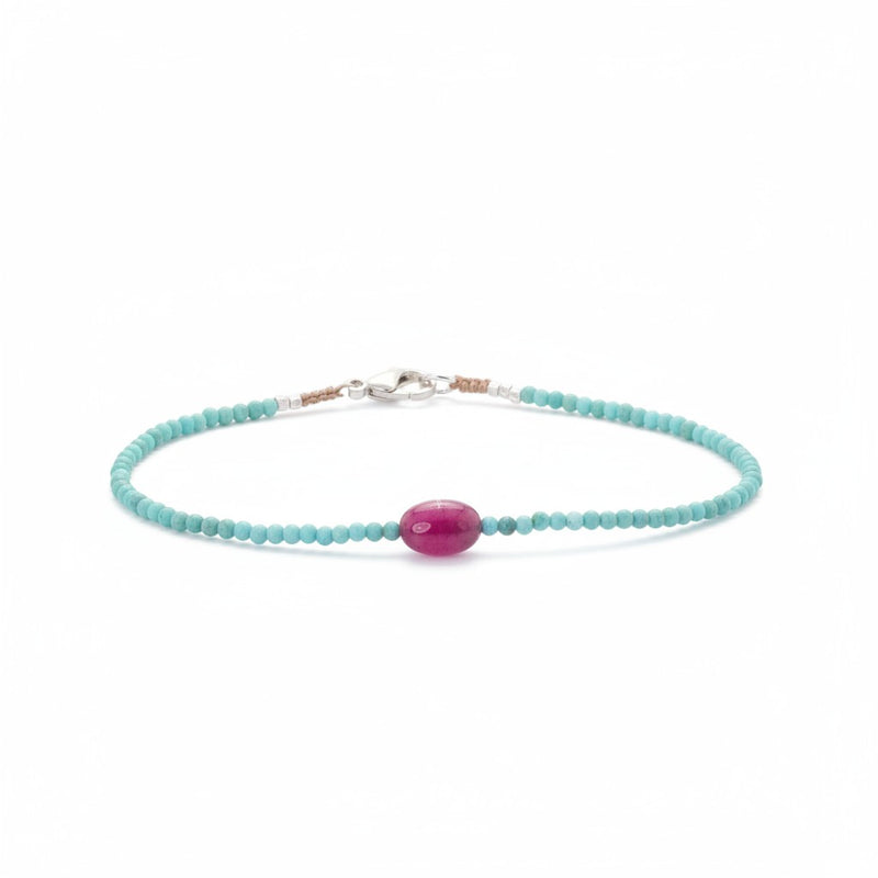 Margaret Solow Turquoise and Smooth Ruby Bead Bracelet | Quadrum Gallery