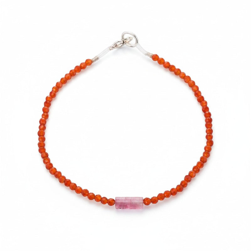 Margaret Solow Faceted Carnelian and Tourmaline Bead Bracelet | Quadrum Gallery