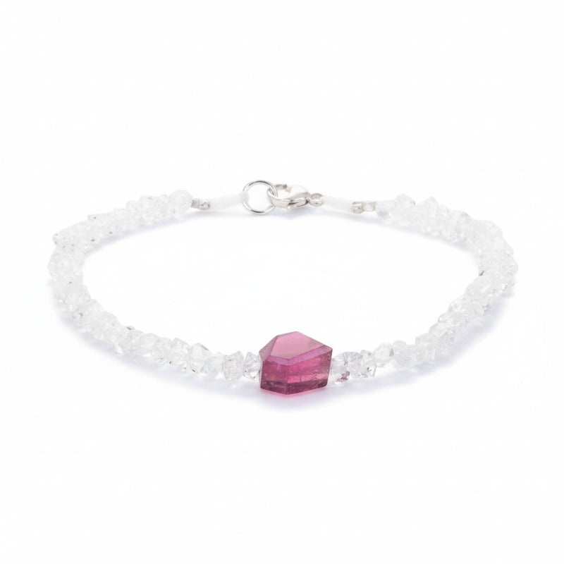 Margaret Solow Herkimer Quartz and Dark Pink Tourmaline Bracelet | Quadrum Gallery