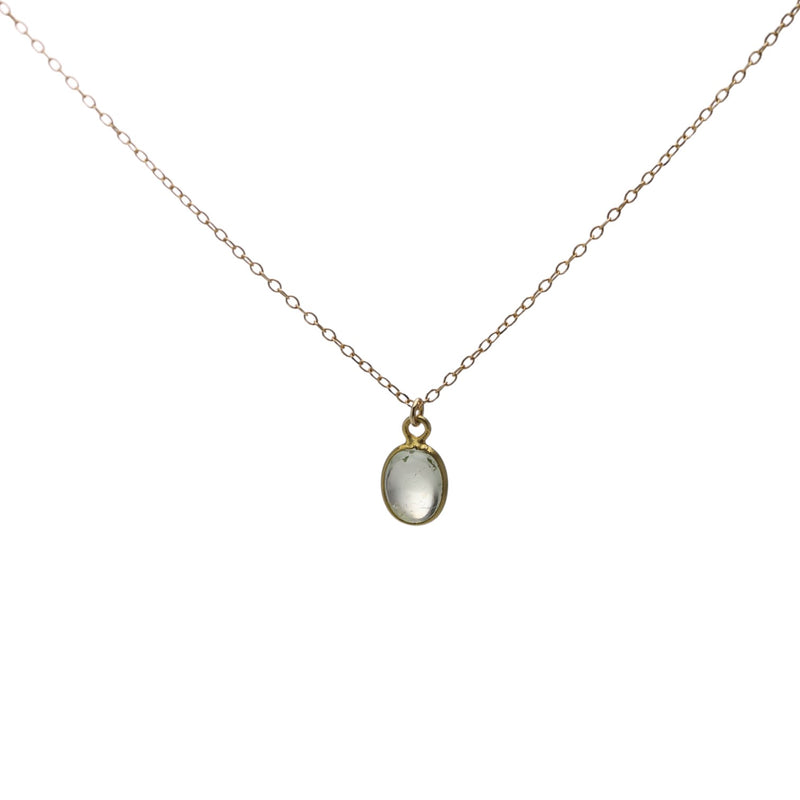 Margaret Solow Tiny Oval Green Tourmaline Pendant Necklace | Quadrum Gallery
