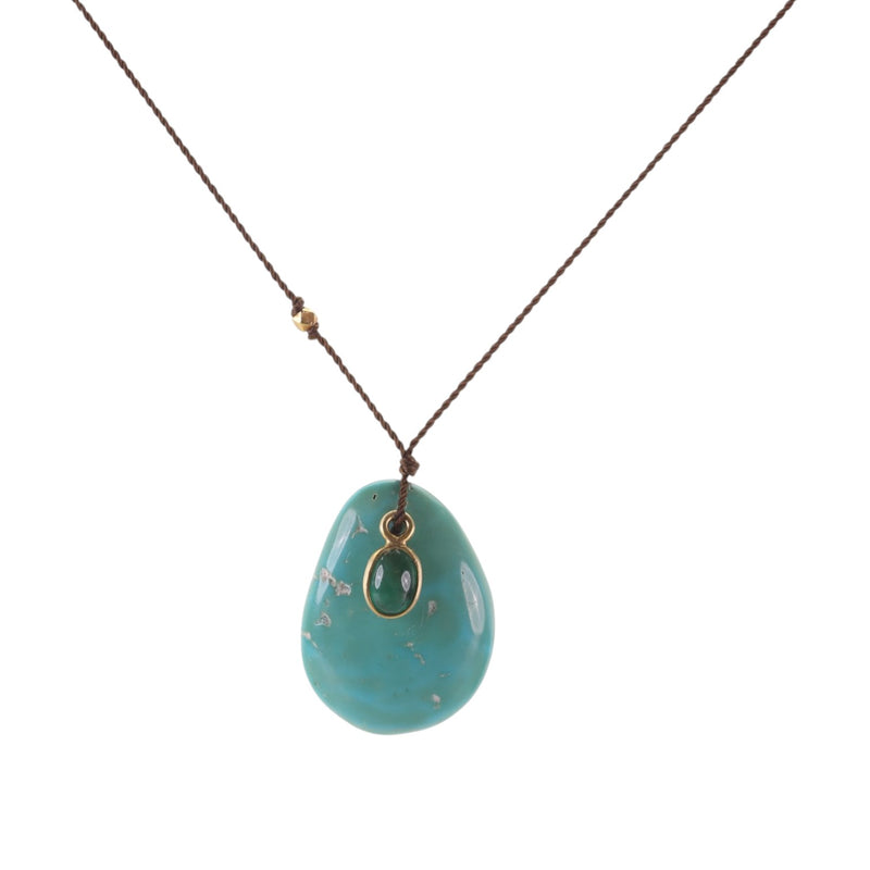 Margaret Solow Turquoise and Emerald Pendant Necklace | Quadrum Gallery