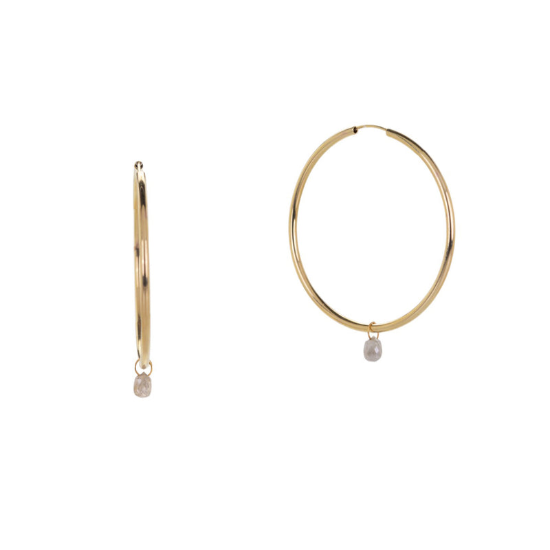 Margaret Solow 14k Hoops with Diamond Briolettes | Quadrum Gallery